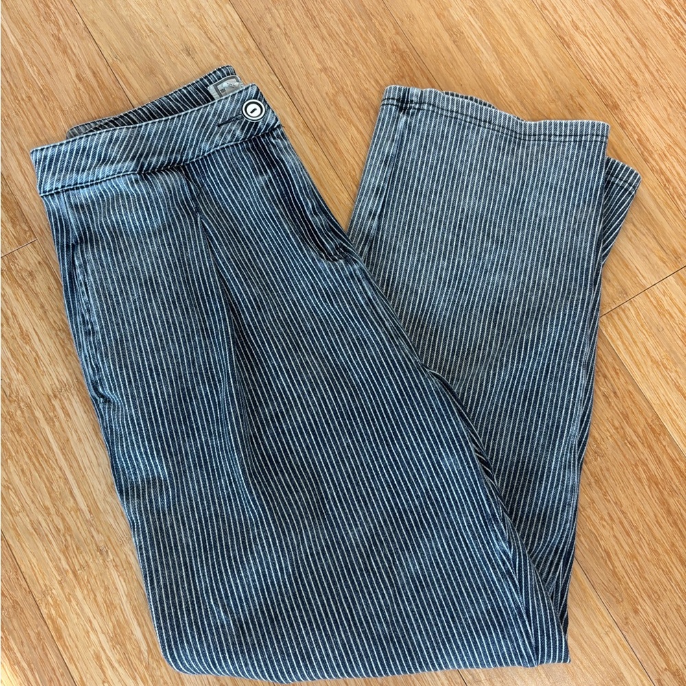 Mo Vint Striped Baggy Striped Jeans Blue and White